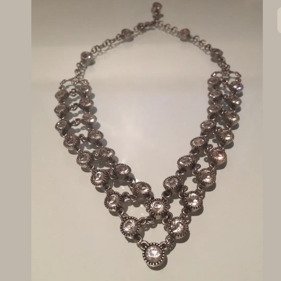 TOMMASSINI GRADUATED CRYSTAL METAL NECKLACE 17.75”